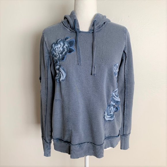 Lucky Brand Tops - Lucky Brand Embroidered Floral Hoodie Sweatshirt